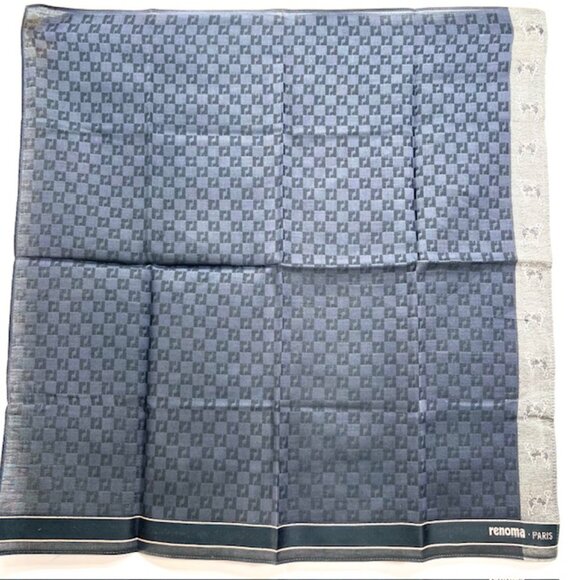 New 2 Renoma Paris Men Handkerchiefe costton/silk, 18 gray black with Dog (38) - Picture 6 of 9